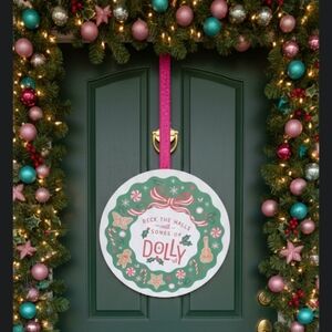 Dolly Parton Festive Wreath Sign - Green and Red
